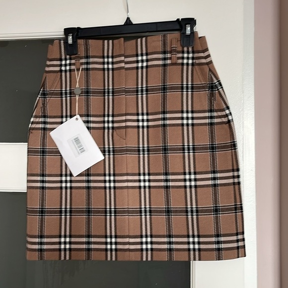 NWT Sandro Paris Sunset Tartan Plaid Camel Mini Skirt - Picture 5 of 8
